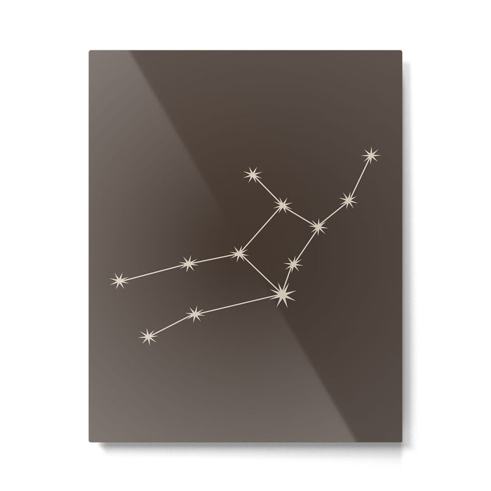 Virgo Zodiac Star Constellation Line Art Coffee Brown Metal Print Gallery Image 1