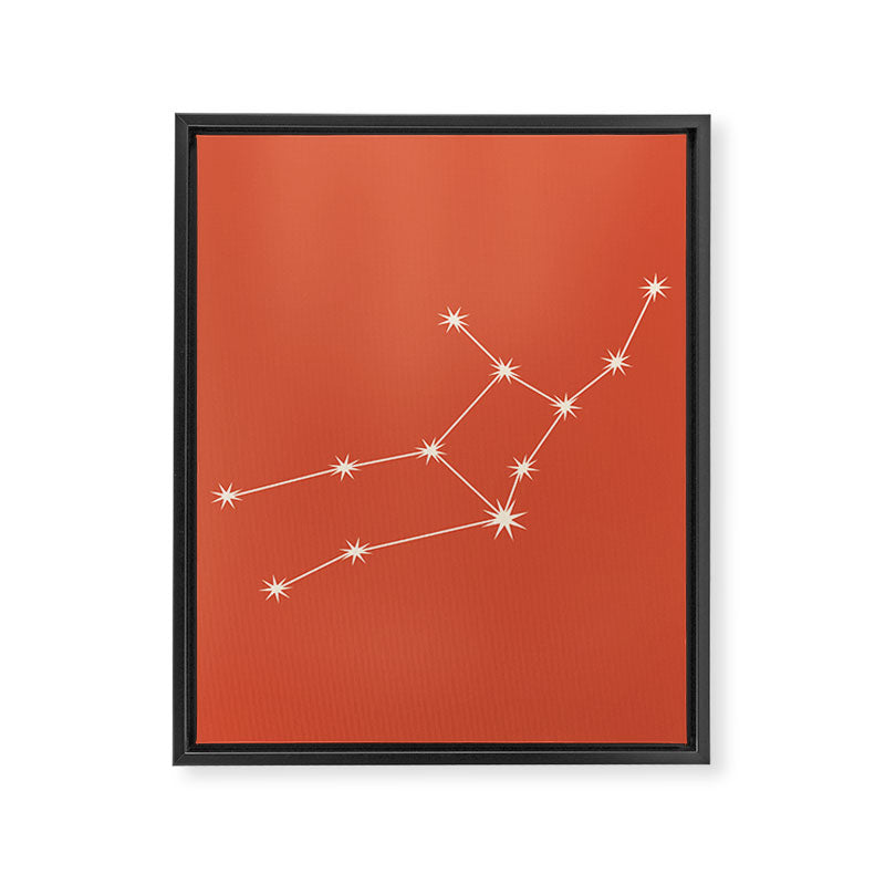 Virgo Zodiac Star Constellation Line Art Coral Red Framed Canvas Print Gallery Image 8