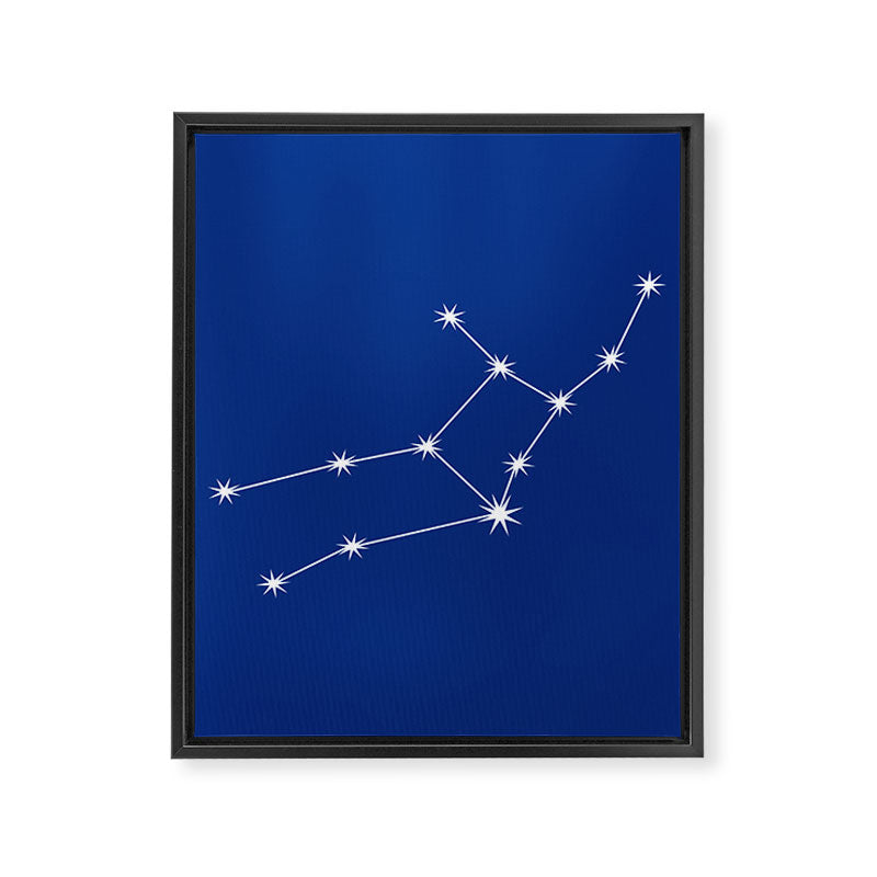Virgo Zodiac Star Constellation Line Art Dark Blue Framed Canvas Print Gallery Image 8