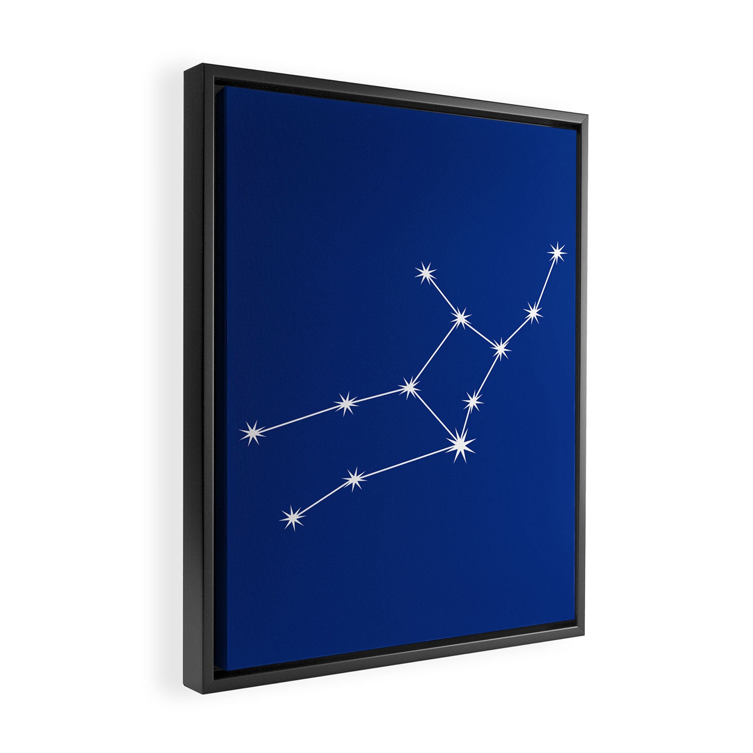 Virgo Zodiac Star Constellation Line Art Dark Blue Framed Canvas Print Gallery Image 2