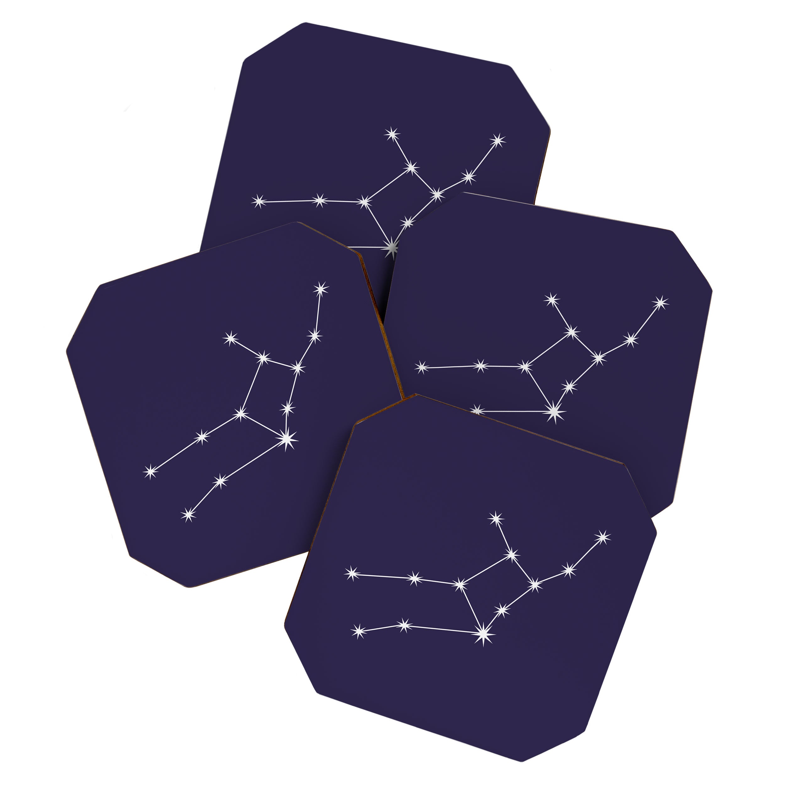 Virgo Zodiac Star Constellation Line Art Dark Purple Coaster Gallery Image 1