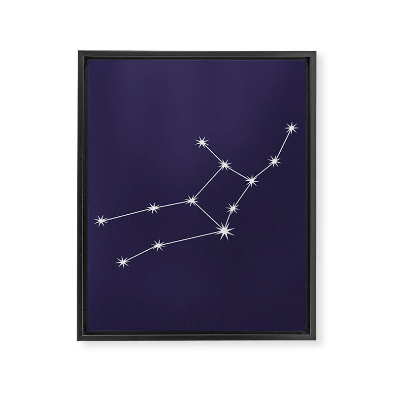 Virgo Zodiac Star Constellation Line Art Dark Purple Framed Canvas Print Gallery Image 8