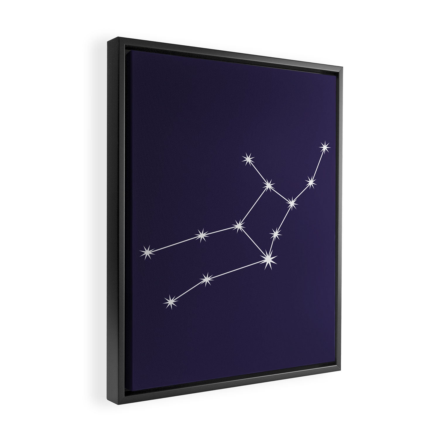 Virgo Zodiac Star Constellation Line Art Dark Purple Framed Canvas Print Gallery Image 2