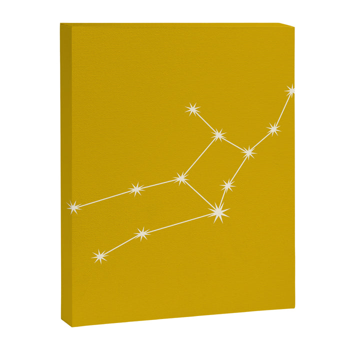 Virgo Zodiac Star Constellation Line Art Golden Yellow Canvas Print Gallery Image 1