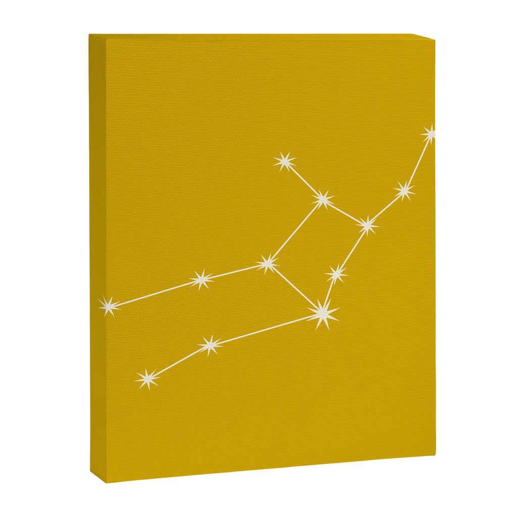 Virgo Zodiac Star Constellation Line Art Golden Yellow Canvas Print Gallery Image 8