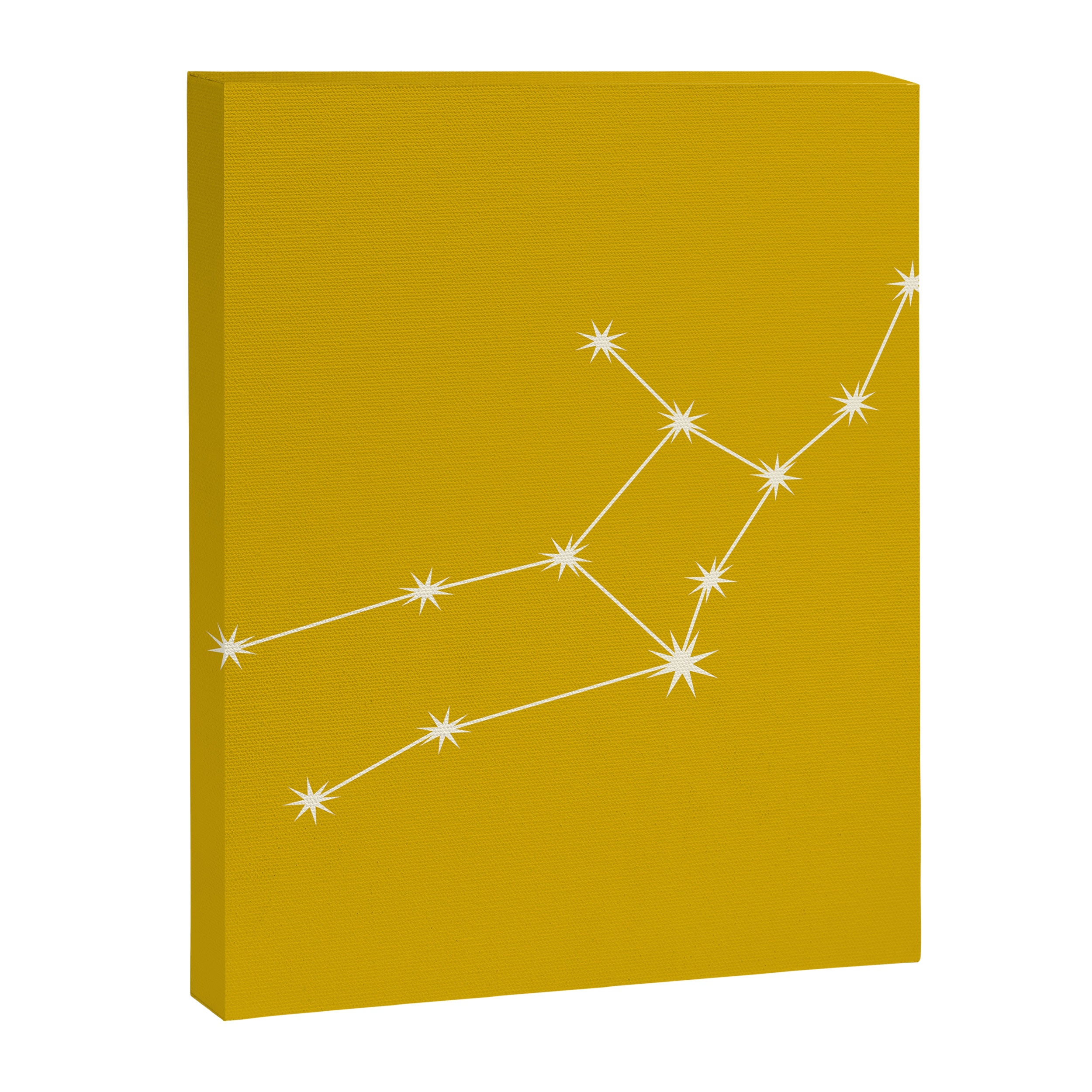 Virgo Zodiac Star Constellation Line Art Golden Yellow Canvas Print Gallery Image 8
