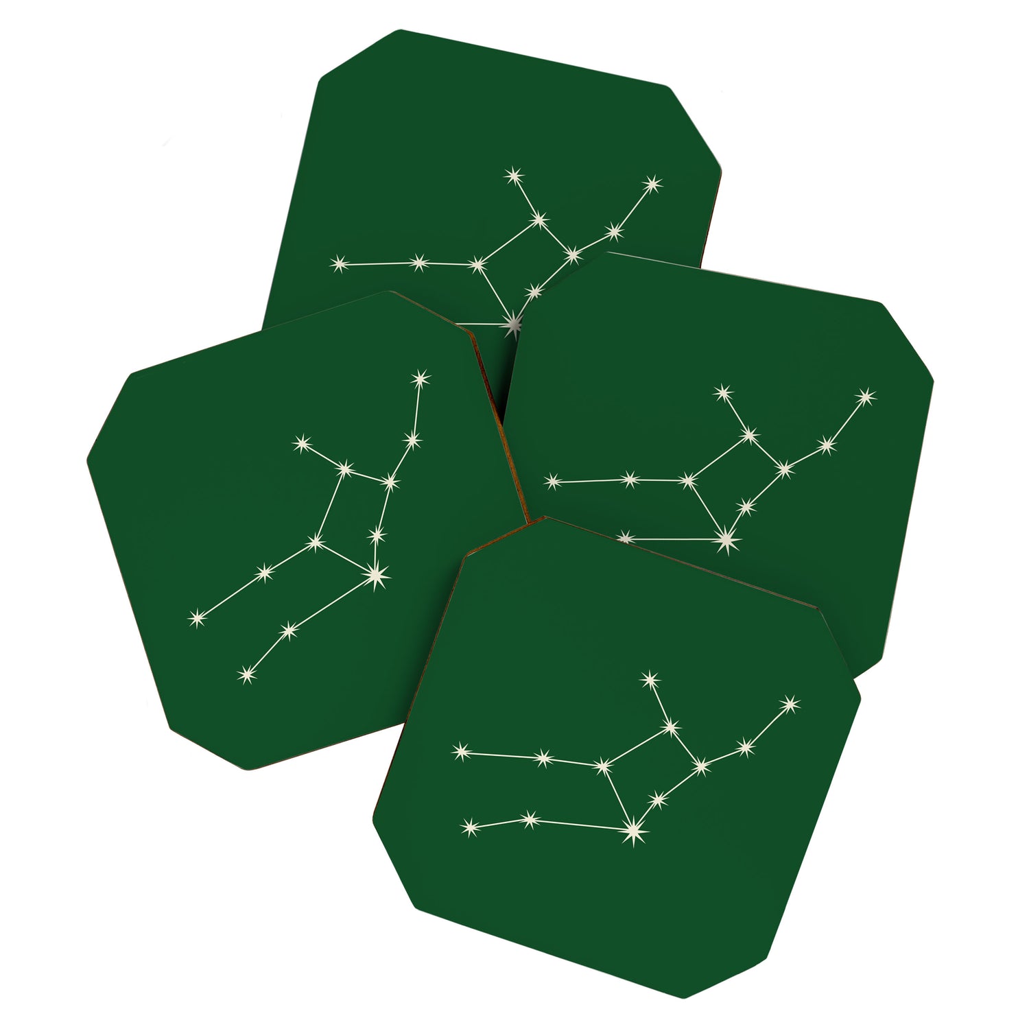 Virgo Zodiac Star Constellation Line Art Green Coaster Gallery Image 1