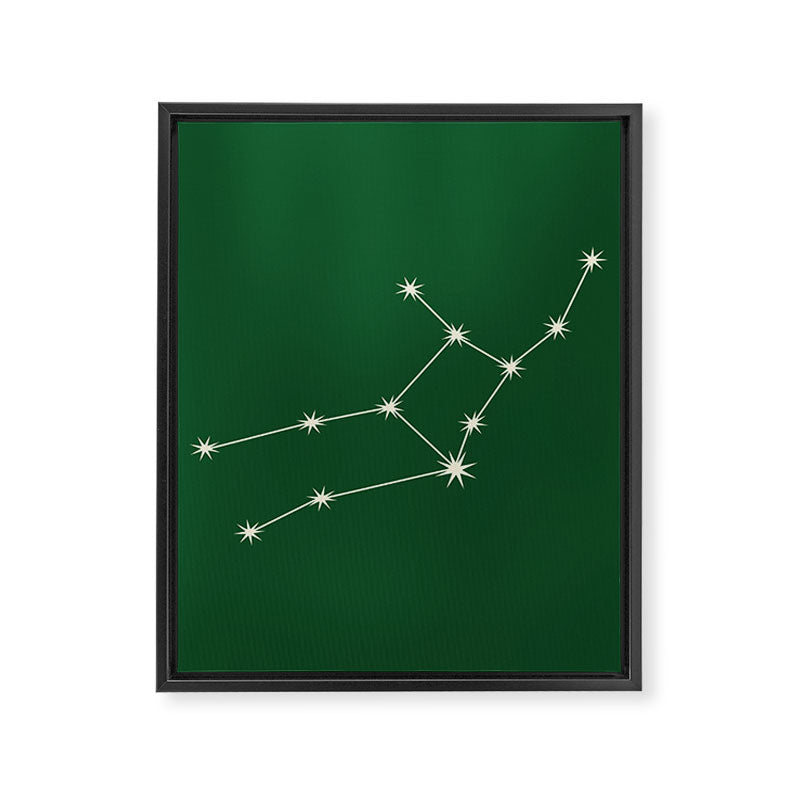 Virgo Zodiac Star Constellation Line Art Green Framed Canvas Print Gallery Image 8