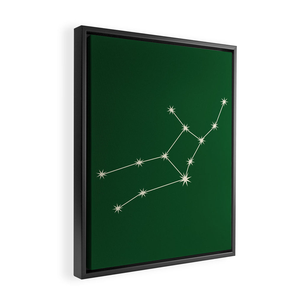 Virgo Zodiac Star Constellation Line Art Green Framed Canvas Print Gallery Image 2
