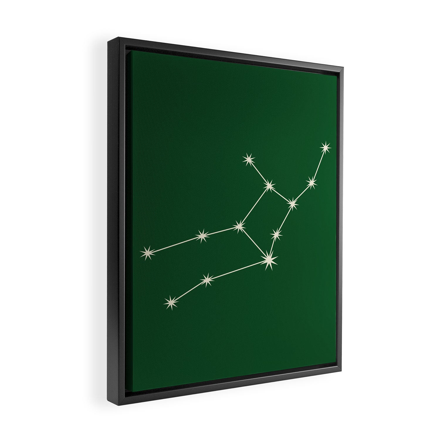 Virgo Zodiac Star Constellation Line Art Green Framed Canvas Print Gallery Image 2