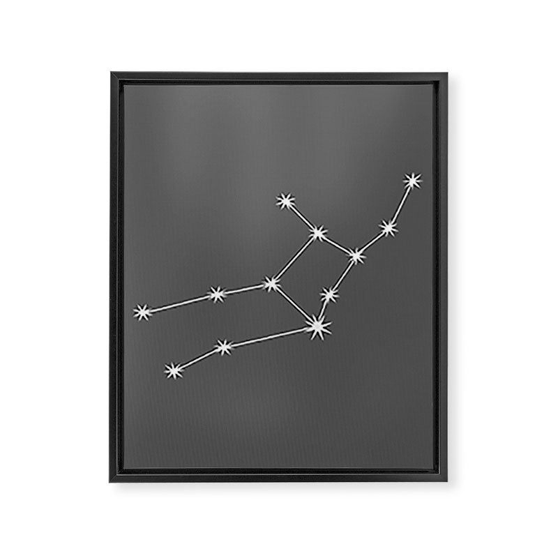 Virgo Zodiac Star Constellation Line Art Grey Framed Canvas Print Gallery Image 8