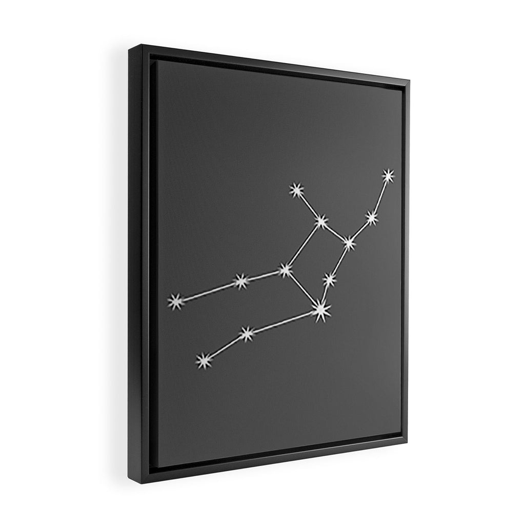 Virgo Zodiac Star Constellation Line Art Grey Framed Canvas Print Gallery Image 2