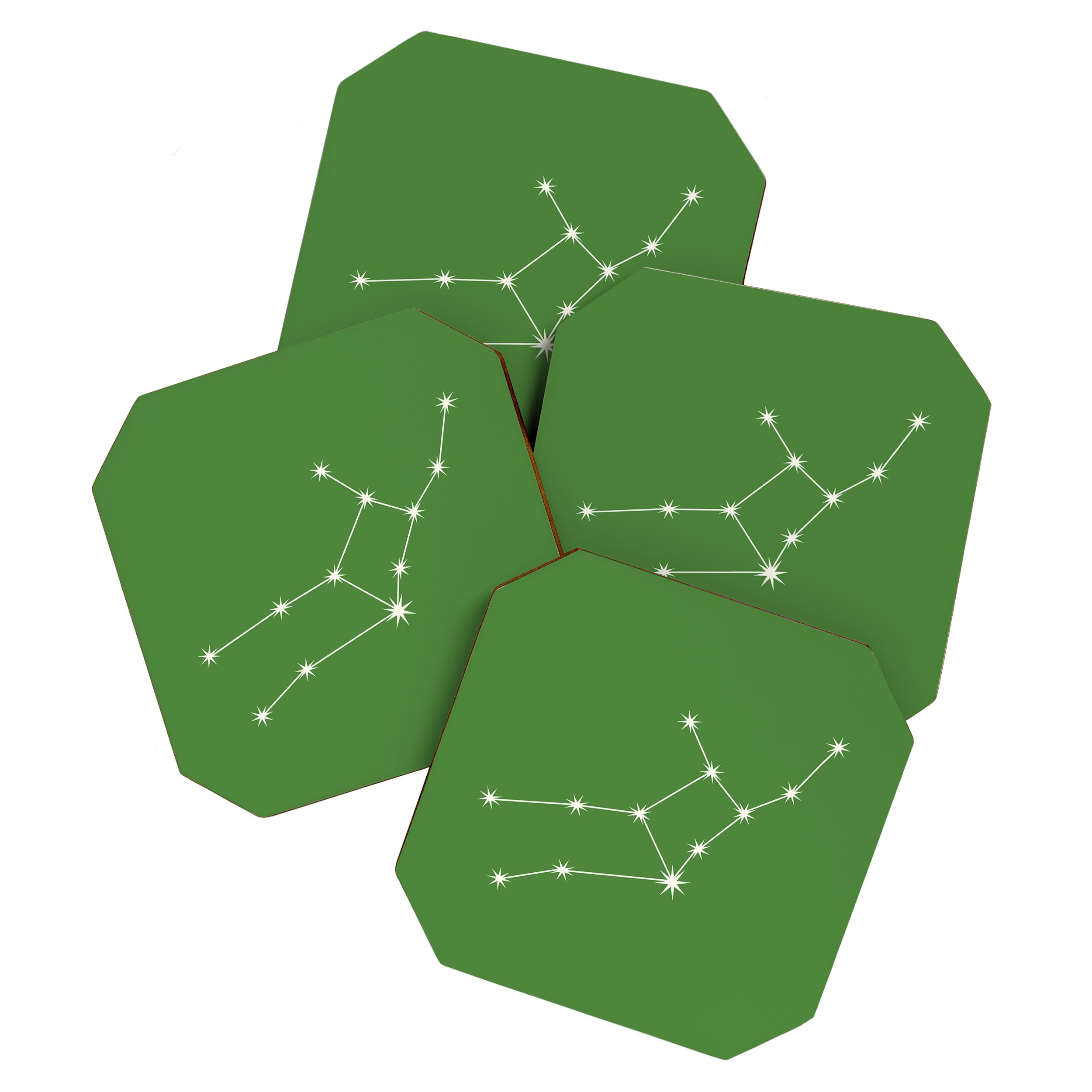 Virgo Zodiac Star Constellation Line Art Kelly Green Coaster Gallery Image 1