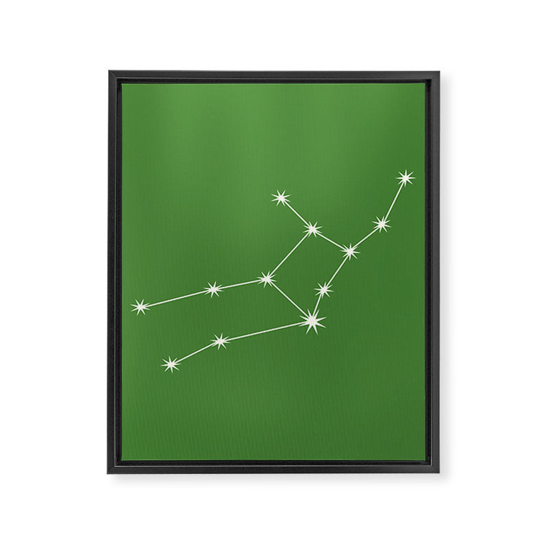 Virgo Zodiac Star Constellation Line Art Kelly Green Framed Canvas Print Gallery Image 8