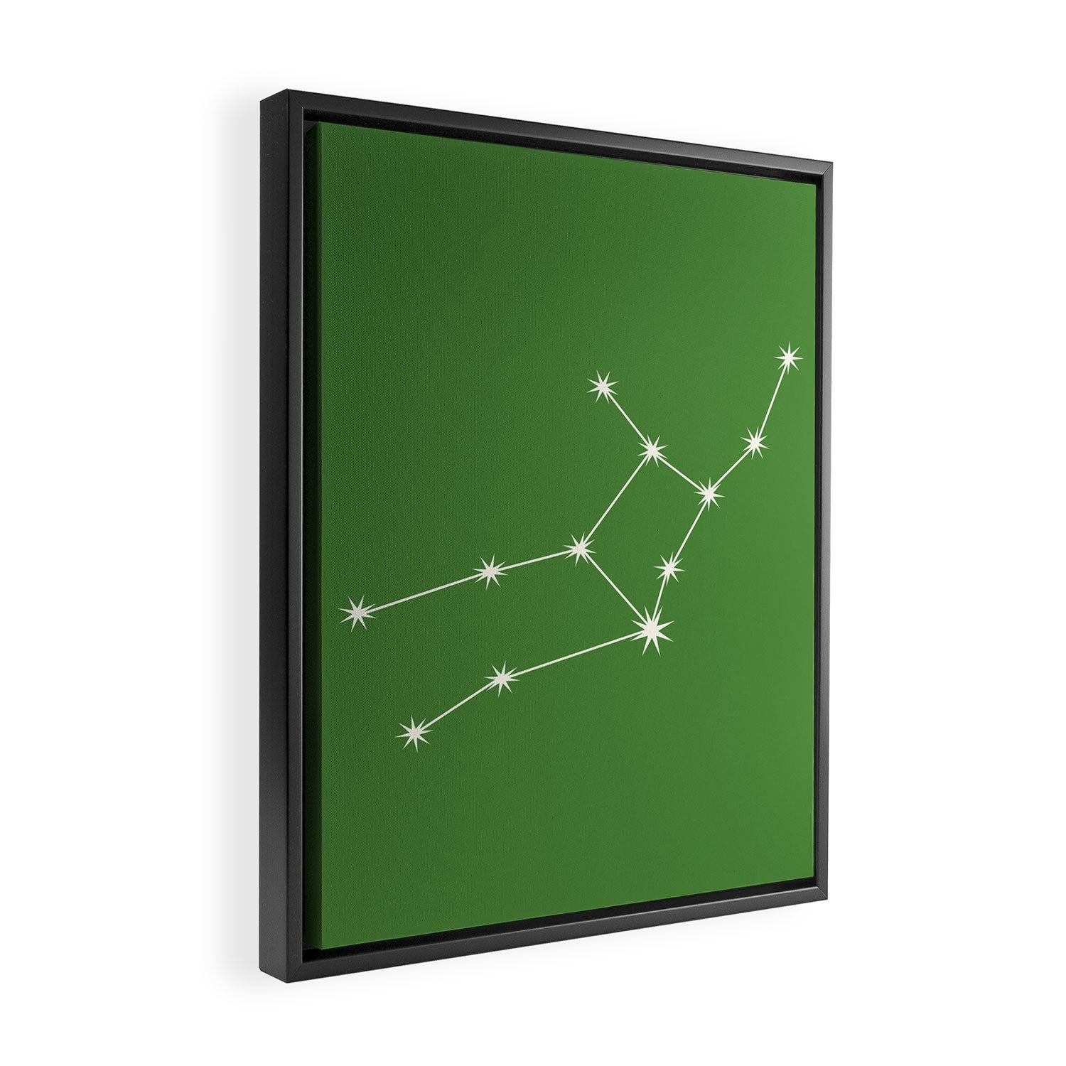 Virgo Zodiac Star Constellation Line Art Kelly Green Framed Canvas Print Gallery Image 2