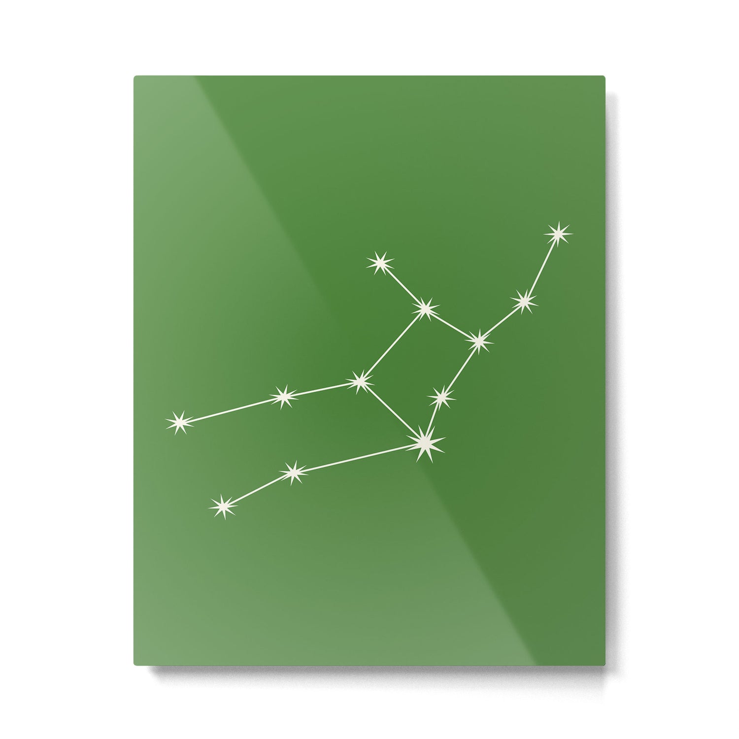 Virgo Zodiac Star Constellation Line Art Kelly Green Metal Print Gallery Image 6