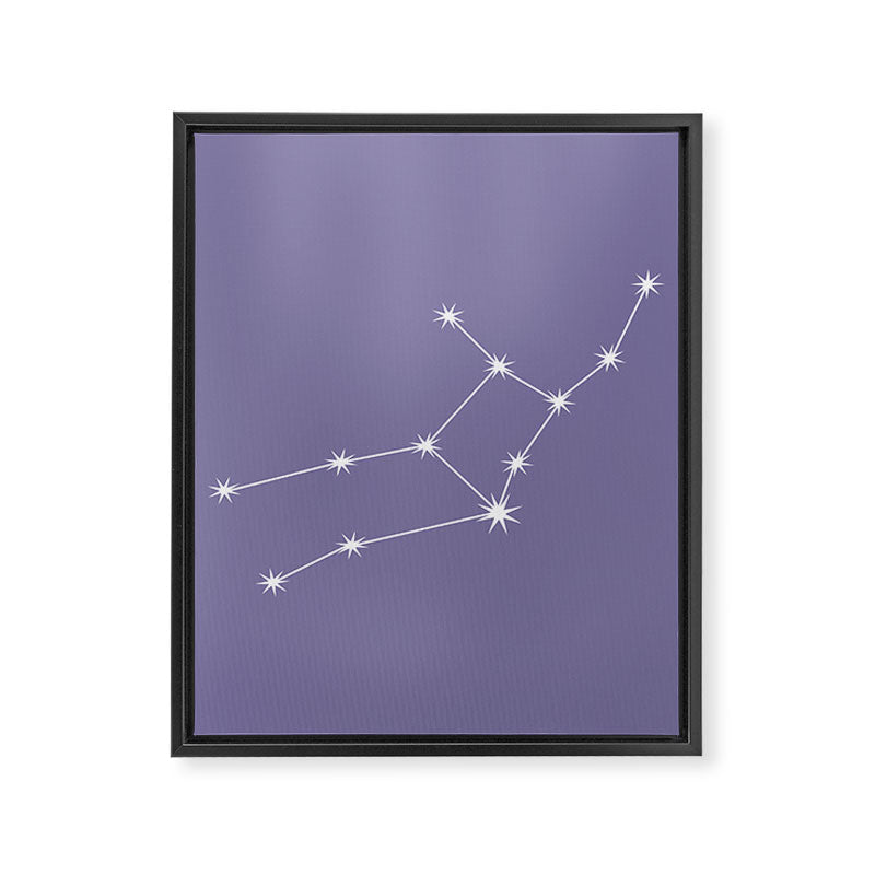 Virgo Zodiac Star Constellation Line Art Lavender Purple Framed Canvas Print Gallery Image 8
