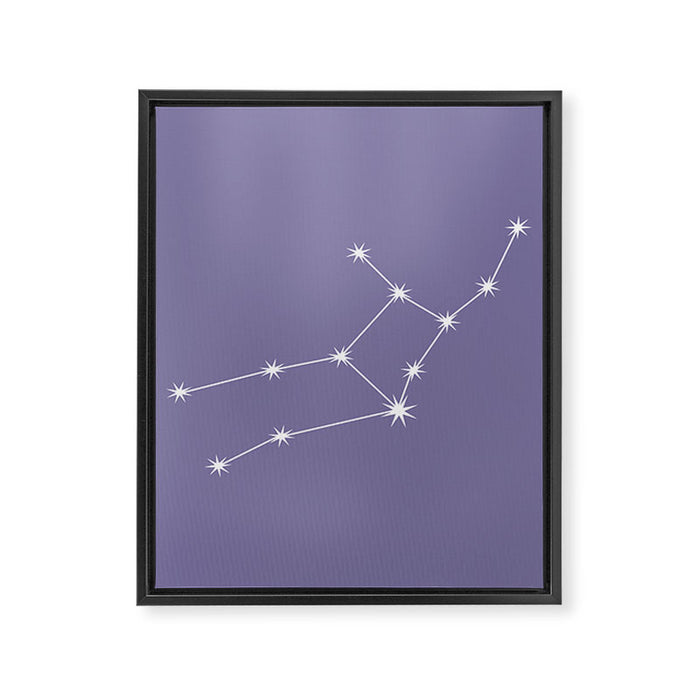 Virgo Zodiac Star Constellation Line Art Lavender Purple Framed Canvas Print Gallery Image 1
