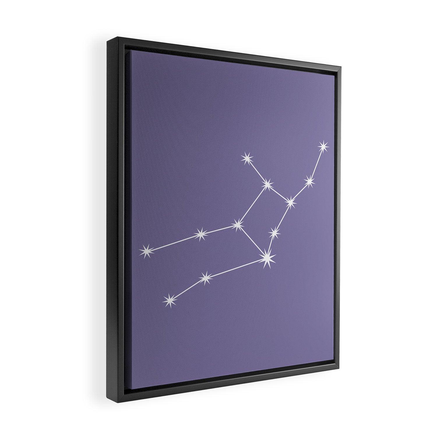 Virgo Zodiac Star Constellation Line Art Lavender Purple Framed Canvas Print Gallery Image 2
