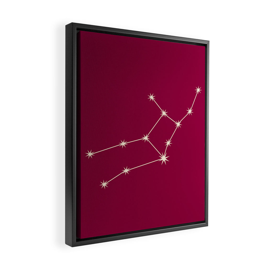 Virgo Zodiac Star Constellation Line Art Magenta Pink Framed Canvas Print Gallery Image 2