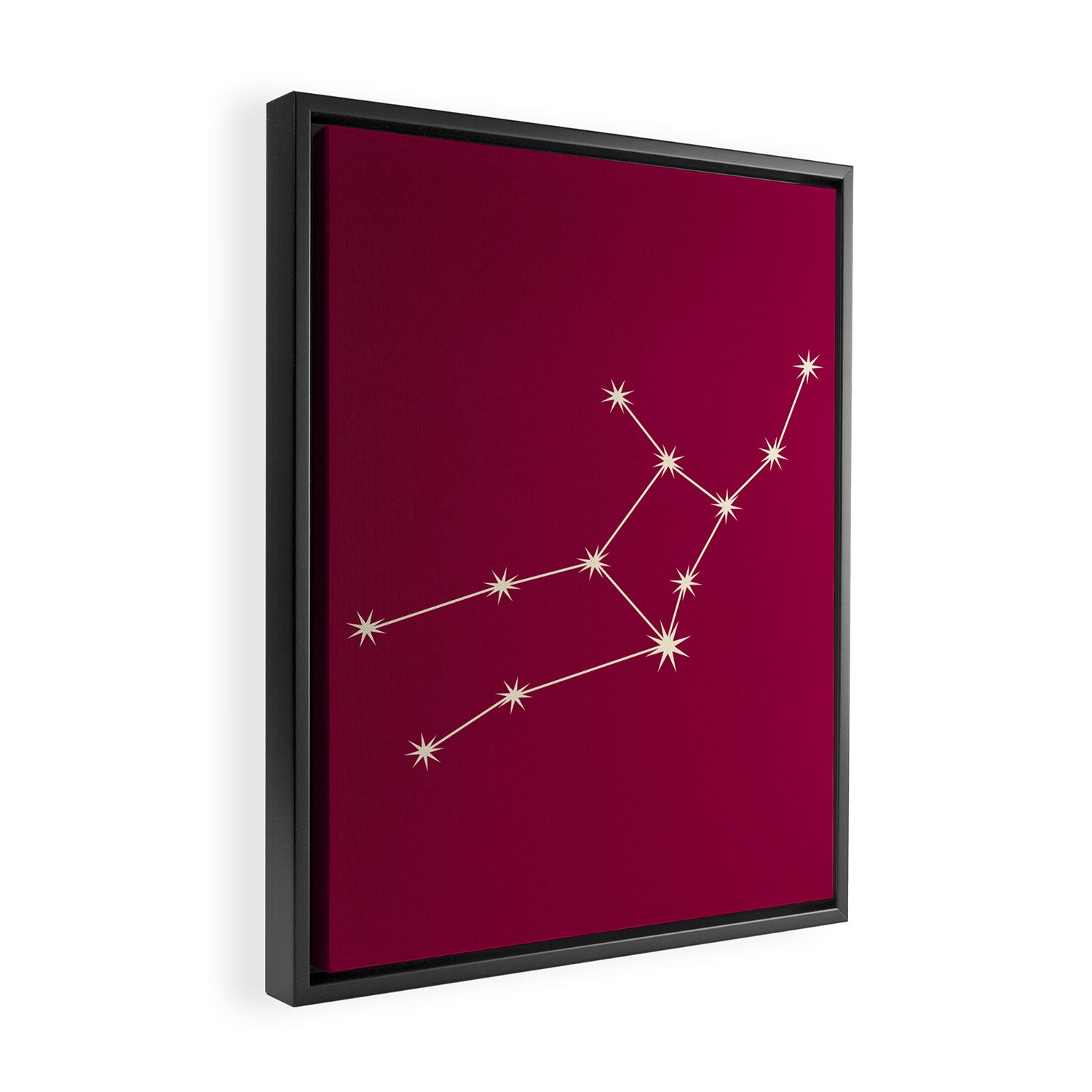Virgo Zodiac Star Constellation Line Art Magenta Pink Framed Canvas Print Gallery Image 2
