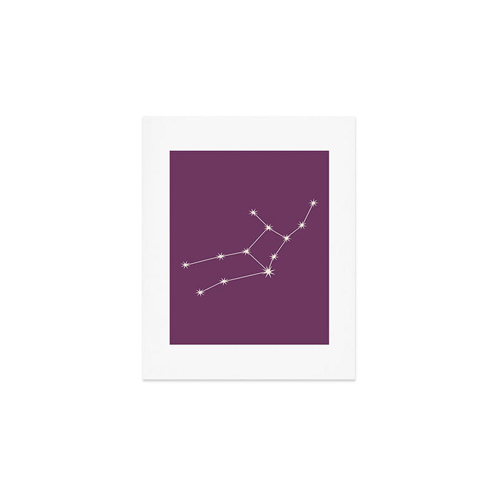 Virgo Zodiac Star Constellation Line Art Mauve Purple Art Print Gallery Image 1