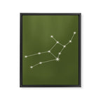 Virgo Zodiac Star Constellation Line Art Olive Green Framed Canvas Print Gallery Image 8