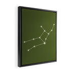 Virgo Zodiac Star Constellation Line Art Olive Green Framed Canvas Print Gallery Image 2