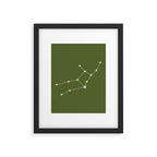 Virgo Zodiac Star Constellation Line Art Olive Green Framed Art Print Gallery Image 6