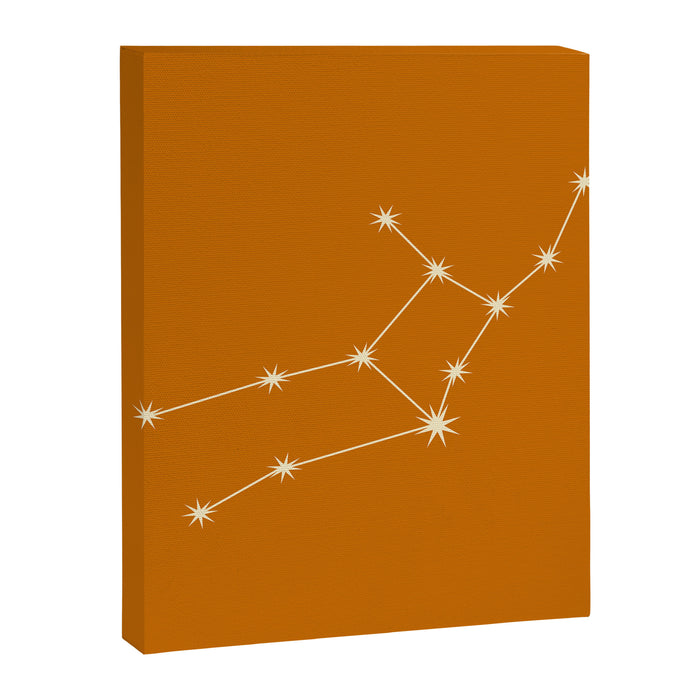 Virgo Zodiac Star Constellation Line Art Orange Canvas Print Gallery Image 1