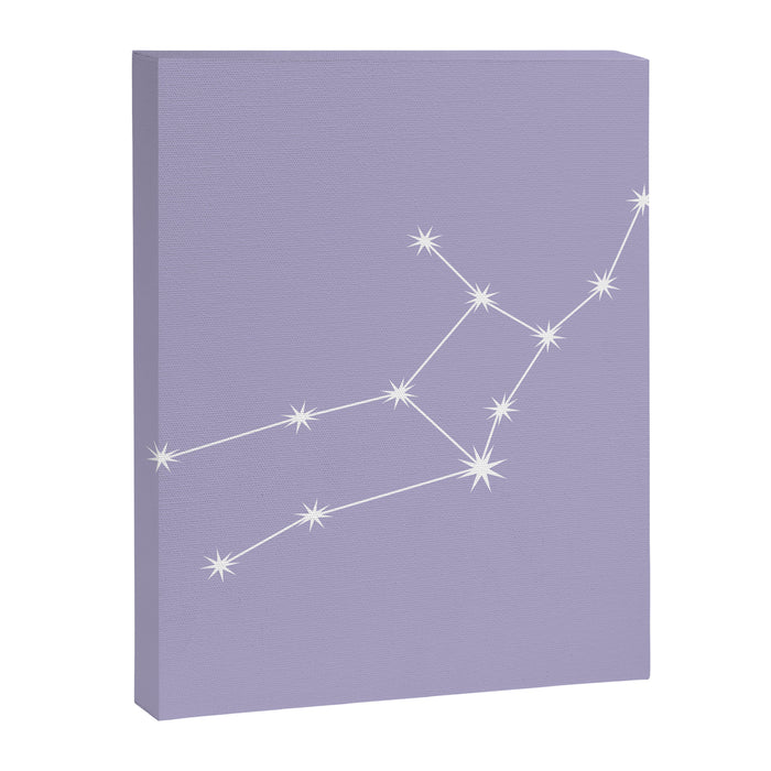 Virgo Zodiac Star Constellation Line Art Pastel Lavender Canvas Print Gallery Image 1