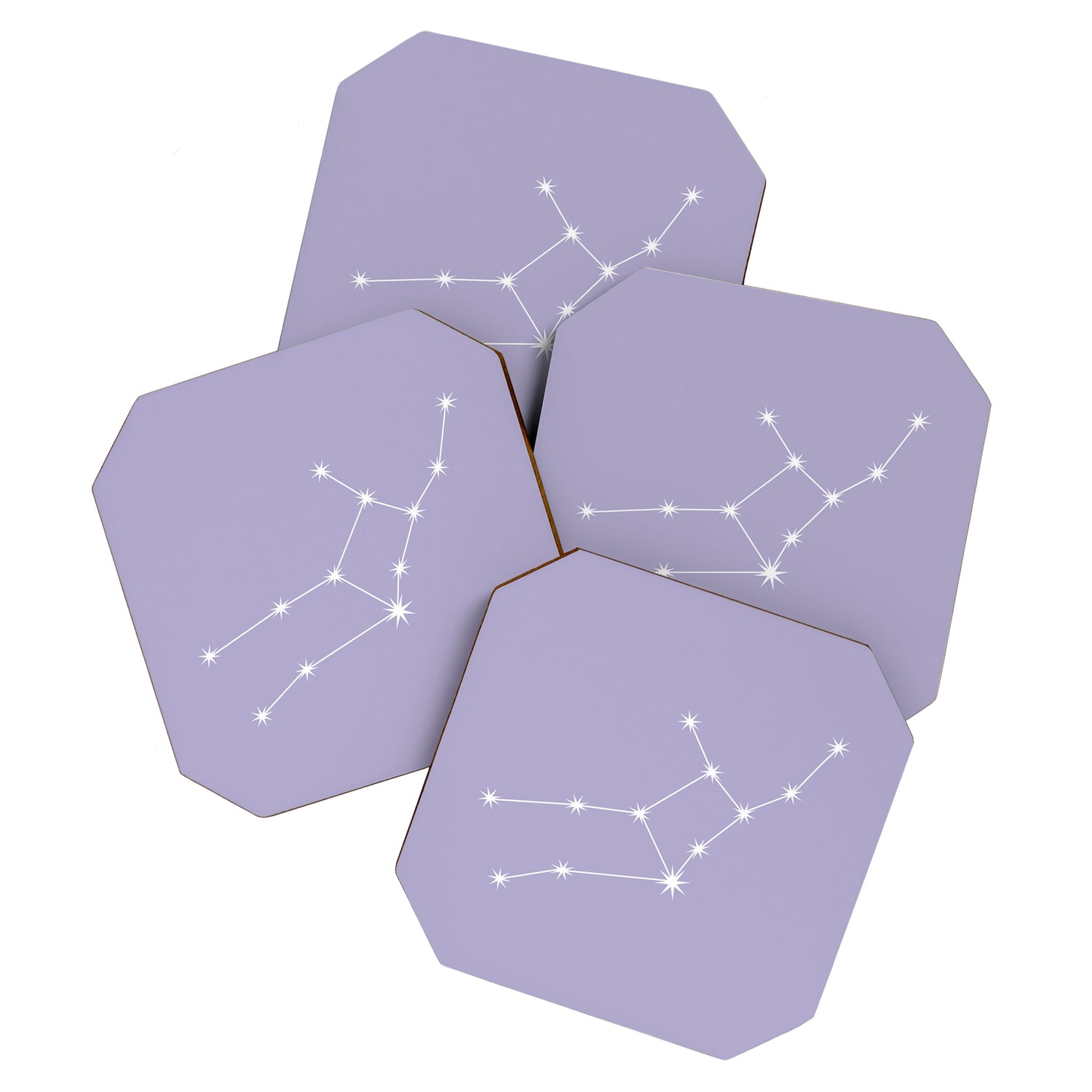 Virgo Zodiac Star Constellation Line Art Pastel Lavender Coaster Gallery Image 1
