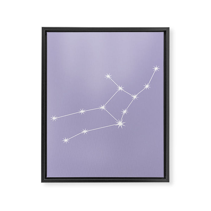 Virgo Zodiac Star Constellation Line Art Pastel Lavender Framed Canvas Print Gallery Image 1