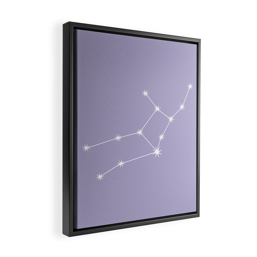 Virgo Zodiac Star Constellation Line Art Pastel Lavender Framed Canvas Print Gallery Image 2