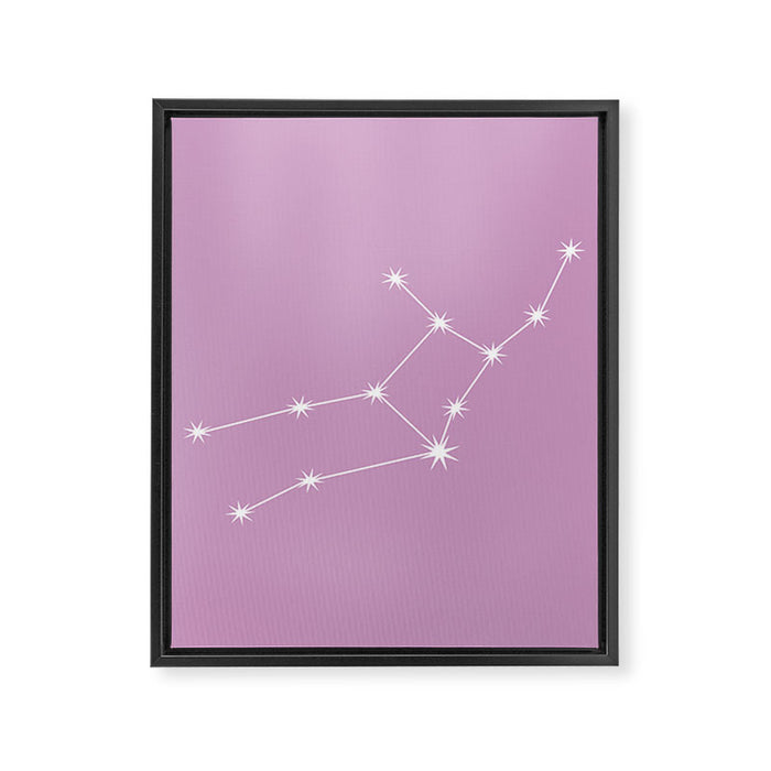 Virgo Zodiac Star Constellation Line Art Pastel Lilac Framed Canvas Print Gallery Image 1