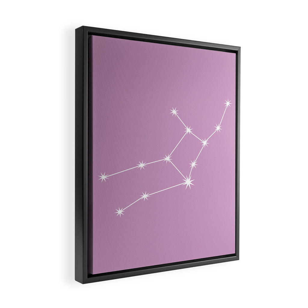 Virgo Zodiac Star Constellation Line Art Pastel Lilac Framed Canvas Print Gallery Image 2