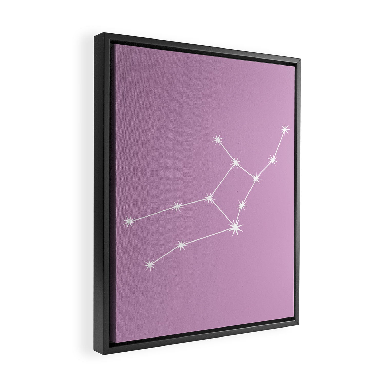 Virgo Zodiac Star Constellation Line Art Pastel Lilac Framed Canvas Print Gallery Image 2