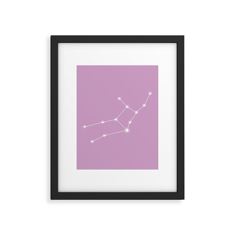 Virgo Zodiac Star Constellation Line Art Pastel Lilac Framed Art Print Gallery Image 6