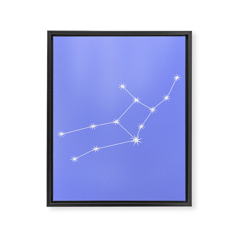 Virgo Zodiac Star Constellation Line Art Pastel Purple Framed Canvas Print Gallery Image 8