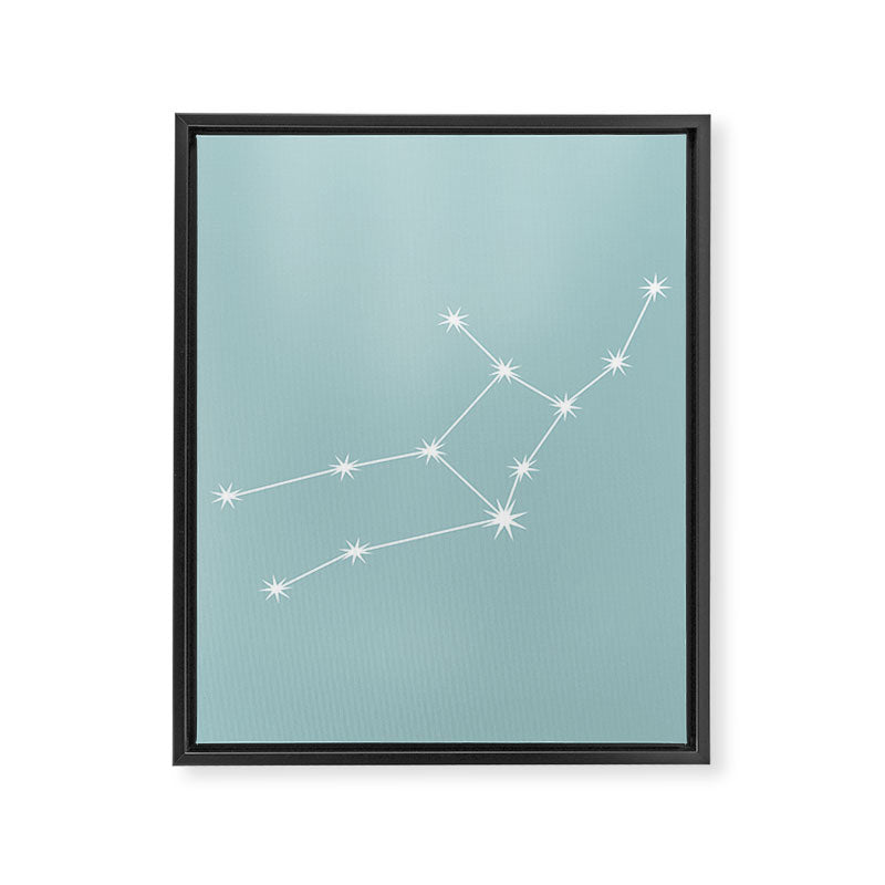 Virgo Zodiac Star Constellation Line Art Pastel Teal Framed Canvas Print Gallery Image 8