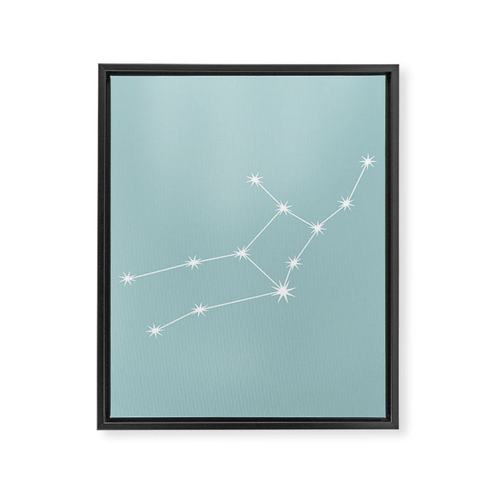 Virgo Zodiac Star Constellation Line Art Pastel Teal Framed Canvas Print Gallery Image 1