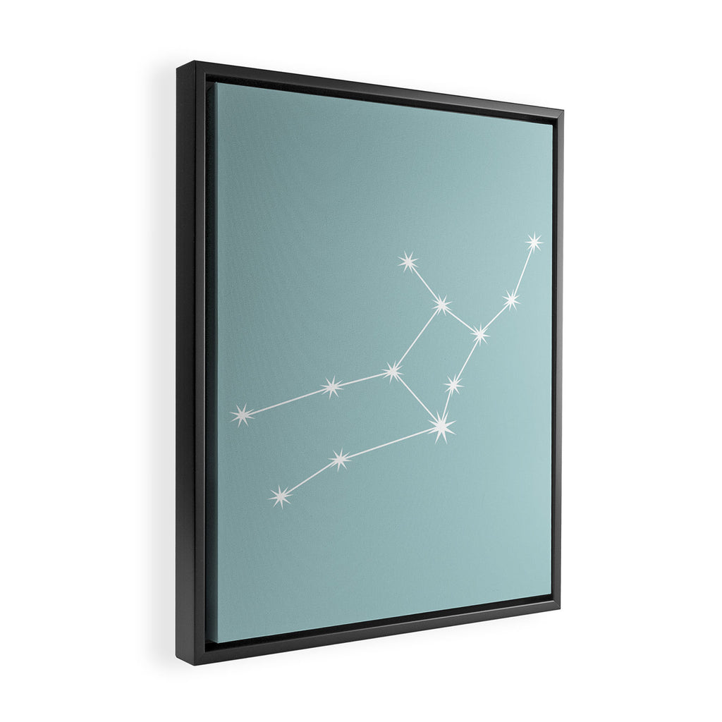 Virgo Zodiac Star Constellation Line Art Pastel Teal Framed Canvas Print Gallery Image 2