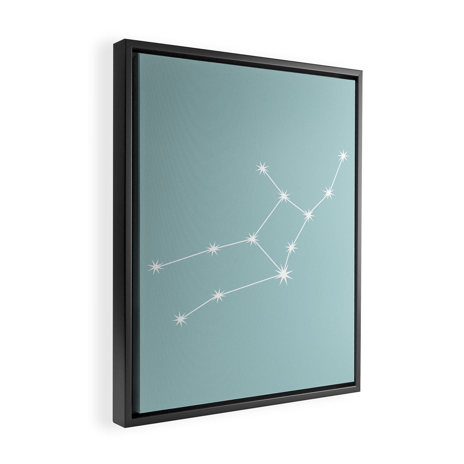 Virgo Zodiac Star Constellation Line Art Pastel Teal Framed Canvas Print Gallery Image 2