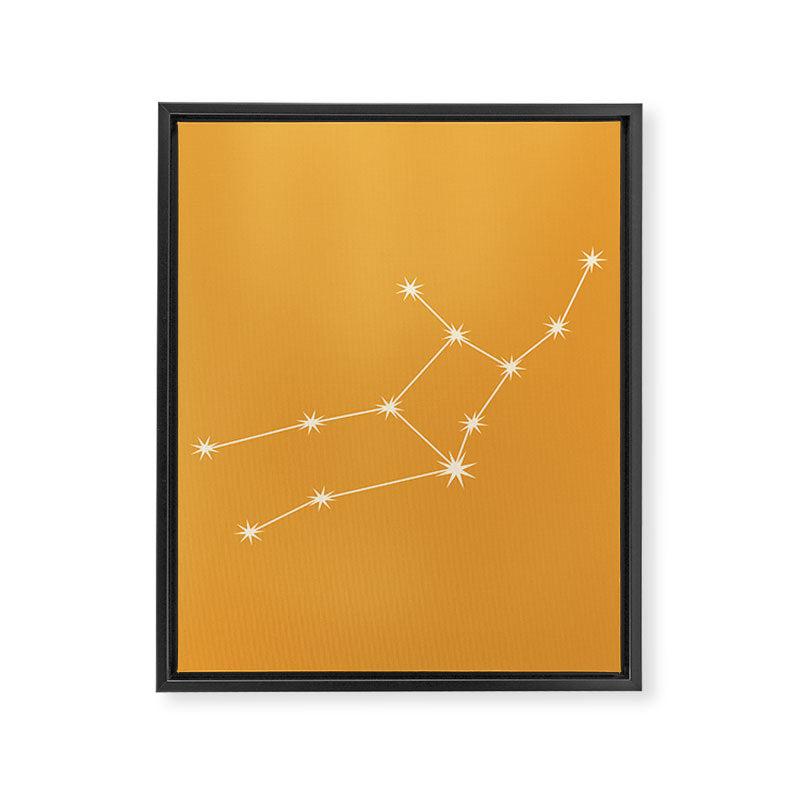 Virgo Zodiac Star Constellation Line Art Peach Orange Framed Canvas Print Gallery Image 8