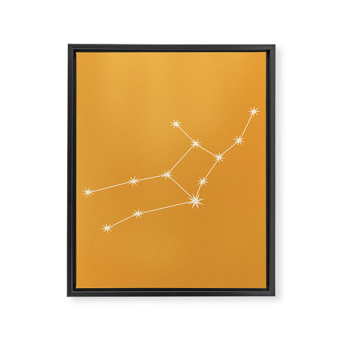 Virgo Zodiac Star Constellation Line Art Peach Orange Framed Canvas Print Gallery Image 1
