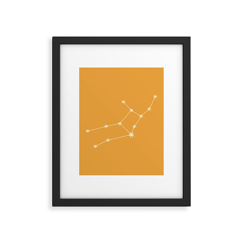 Virgo Zodiac Star Constellation Line Art Peach Orange Framed Art Print Gallery Image 6