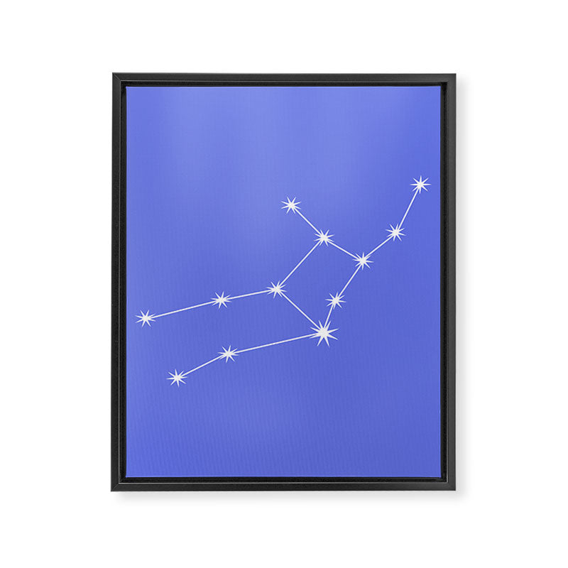 Virgo Zodiac Star Constellation Line Art Periwinkle Purple Framed Canvas Print Gallery Image 8