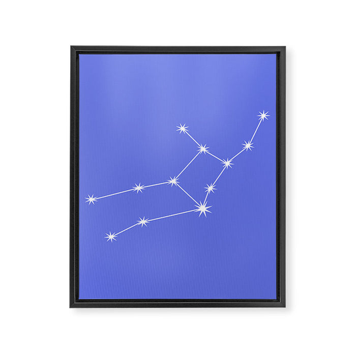 Virgo Zodiac Star Constellation Line Art Periwinkle Purple Framed Canvas Print Gallery Image 1