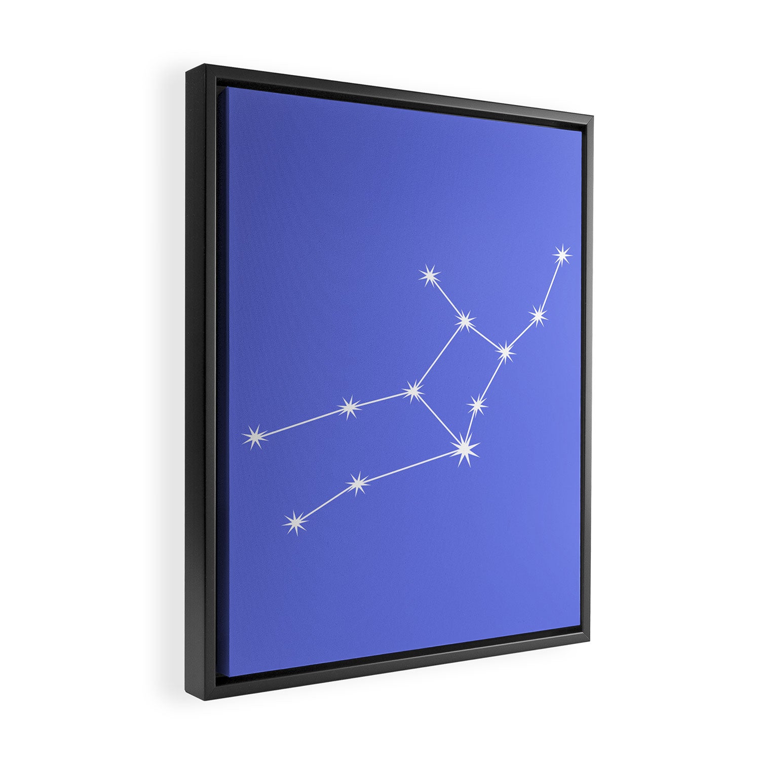 Virgo Zodiac Star Constellation Line Art Periwinkle Purple Framed Canvas Print Gallery Image 2