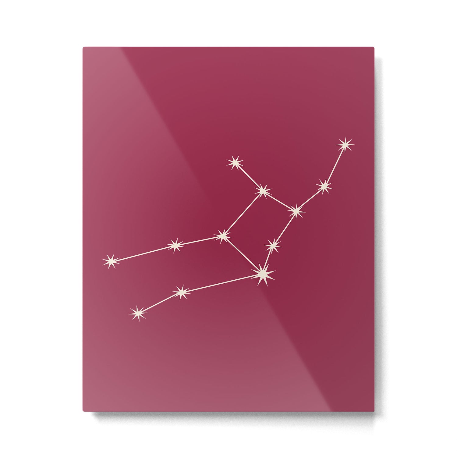 Virgo Zodiac Star Constellation Line Art Pink Metal Print Gallery Image 6